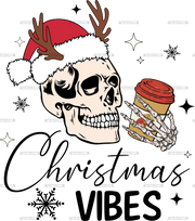 Christmas Vibes Skull DTF Transfer