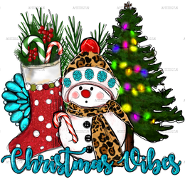 Christmas Vibes Snowman DTF Transfer