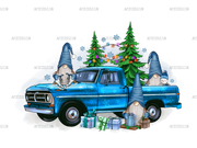 Christmas Winter Gnomies With Truck DTF Transfer