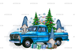 Christmas Winter Gnomies With Truck DTF Transfer