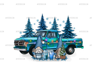 Christmas Winter Gnomies With Truck And Coffees DTF Transfer