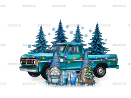 Christmas Winter Gnomies With Truck And Coffees DTF Transfer