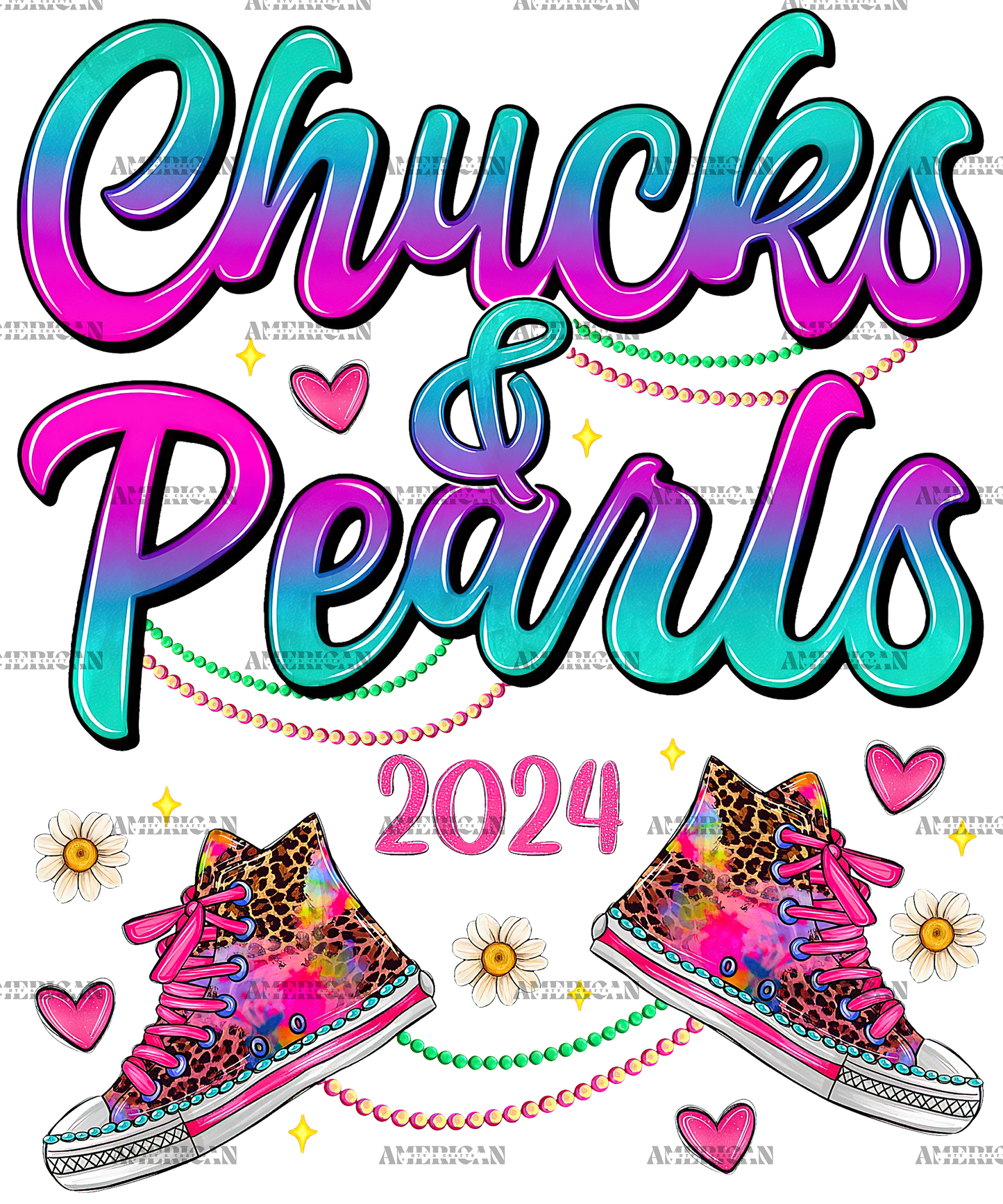 Chucks And Pearls-3 DTF Transfer