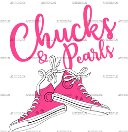 Chucks And Pearls Pink DTF Transfer