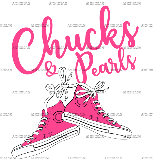 Chucks And Pearls Pink DTF Transfer