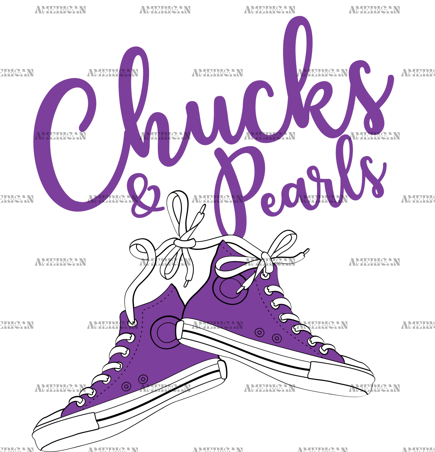 Chucks And Pearls Purple DTF Transfer