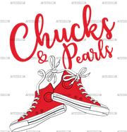 Chucks And Pearls Red DTF Transfer