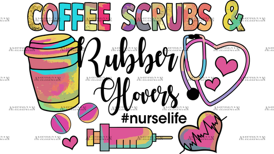 Coffee Scrubs Rubber Glovers UV DTF Transfer