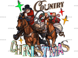 Country Christmas Horses DTF Transfer