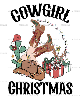 Cowgirl Christmas-2 DTF Transfer