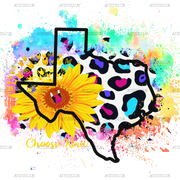 Cowhide Sunflower Texas Map 2 DTF Transfer