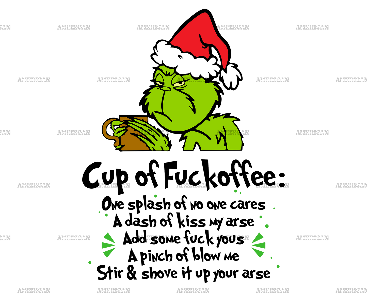 Cup Of Fuckoffee Grinch-3 DTF Transfer