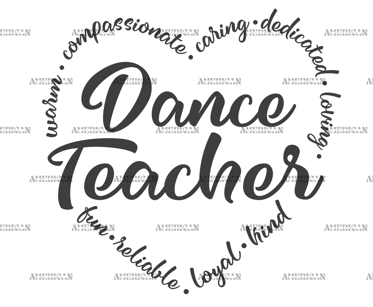 Dance Teacher Heart DTF Transfer