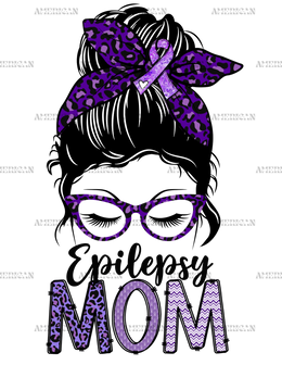 Epilepsy Mom Messy Bun Epilepsy Awareness DTF Transfer