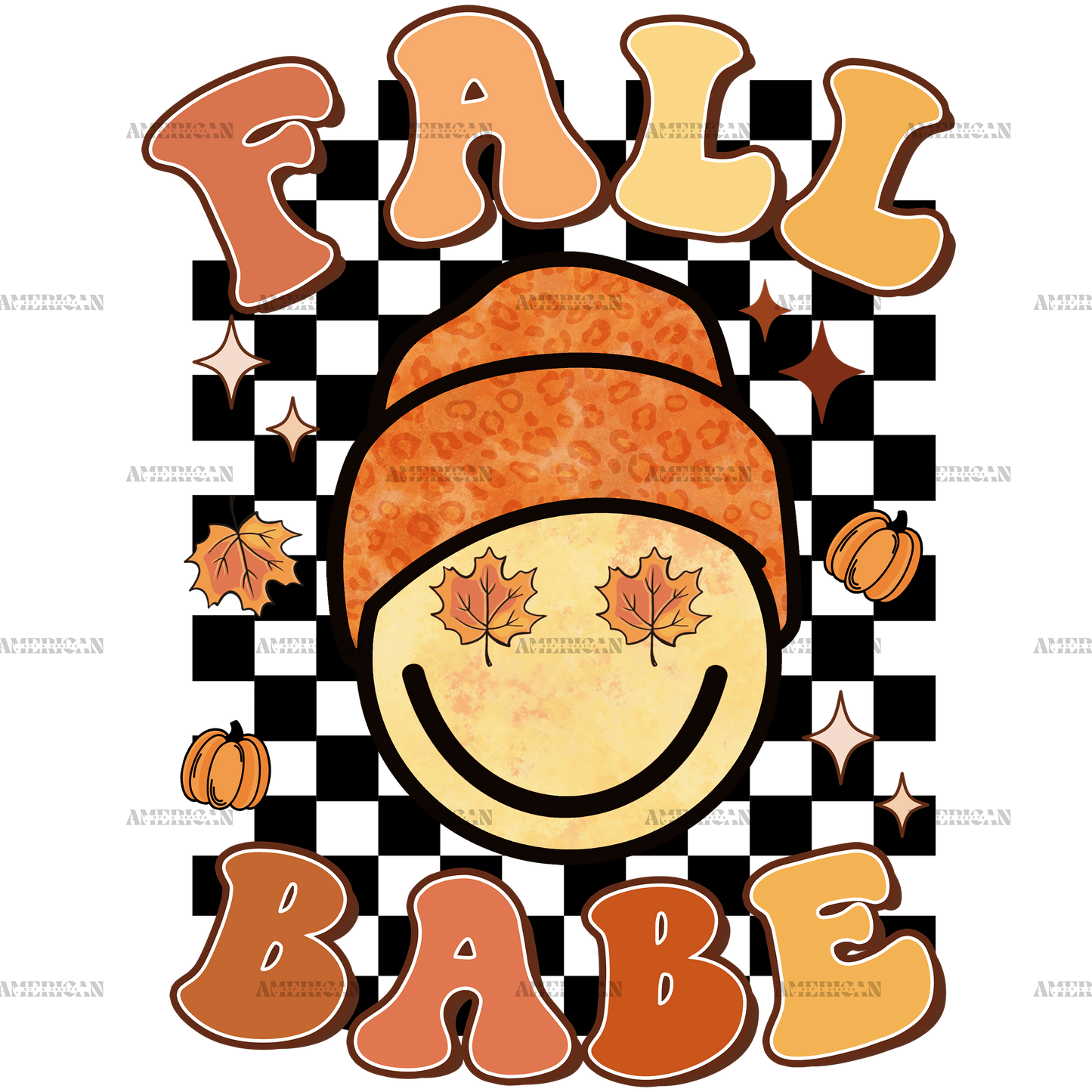 Fall Babe Checkered DTF Transfer