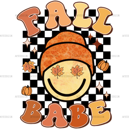 Fall Babe Checkered DTF Transfer