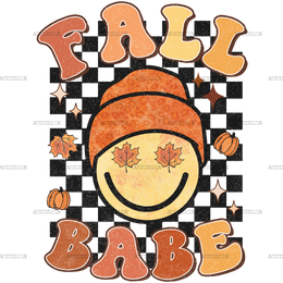 Fall Babe Checkered Dotted DTF Transfer