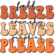 Fall Breeze Crunchy Leaves DTF Transfer