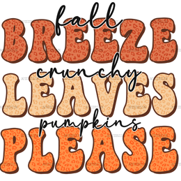 Fall Breeze Crunchy Leaves DTF Transfer