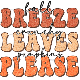 Fall Breeze Crunchy Leaves Dotted DTF Transfer
