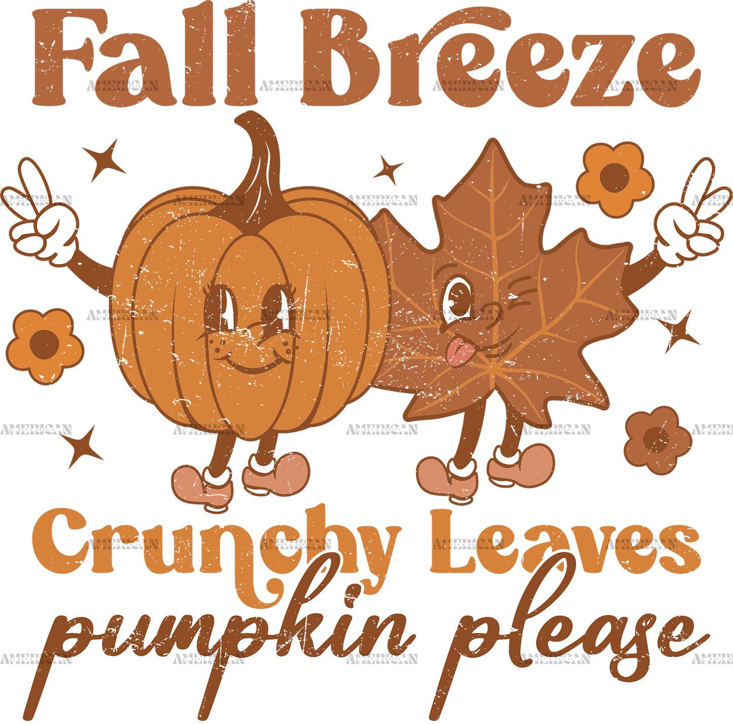 Fall Breeze Crunchy Leaves Pumpkin Please DTF Transfer