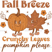 Fall Breeze Crunchy Leaves Pumpkin Please DTF Transfer