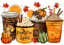 Fall Coffee Cups DTF Transfer