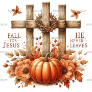 Fall For Jesus He Never Leaves-4 DTF Transfer