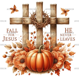 Fall For Jesus He Never Leaves-4 DTF Transfer