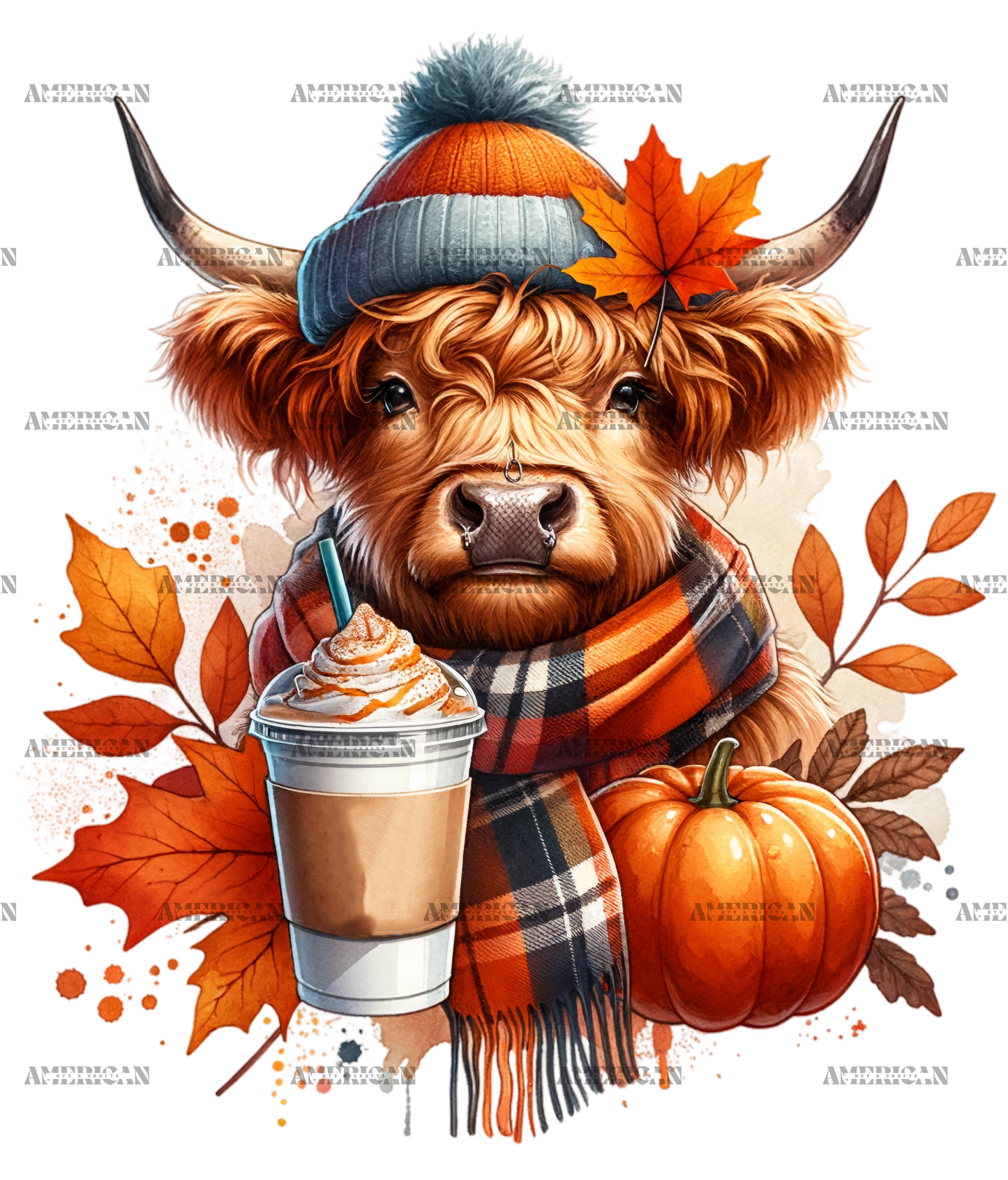 Fall Highland Cow-1 DTF Transfer