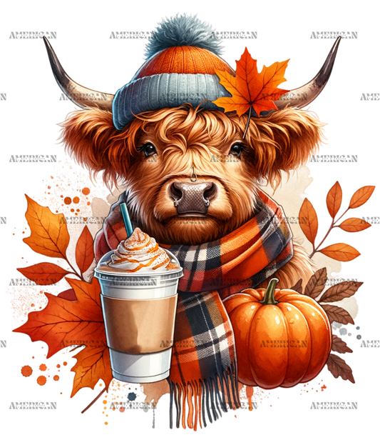 Fall Highland Cow-1 DTF Transfer