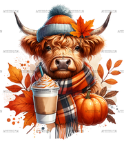 Fall Highland Cow-1 DTF Transfer