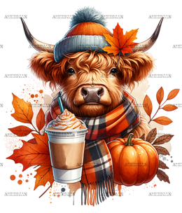 Fall Highland Cow-1 DTF Transfer