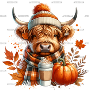 Fall Highland Cow-2 DTF Transfer