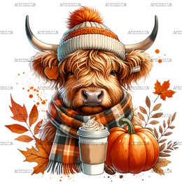 Fall Highland Cow-2 DTF Transfer