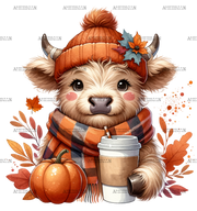 Fall Highland Cow-3 DTF Transfer