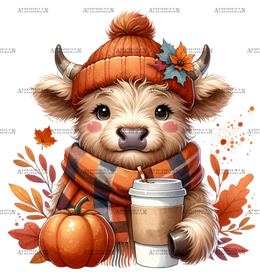 Fall Highland Cow-3 DTF Transfer