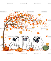 Fall Pugs DTF Transfer