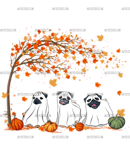 Fall Pugs DTF Transfer