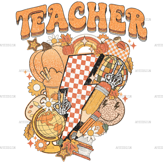 Fall Teacher Dotted DTF Transfer