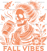 Fall Vibes Skeleton Orange DTF Transfer