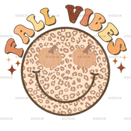 Fall Vibes Smily Face Dotted DTF Transfer