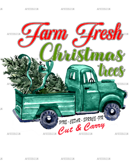 Farm Fresh Christmas Trees Truck DTF Transfer