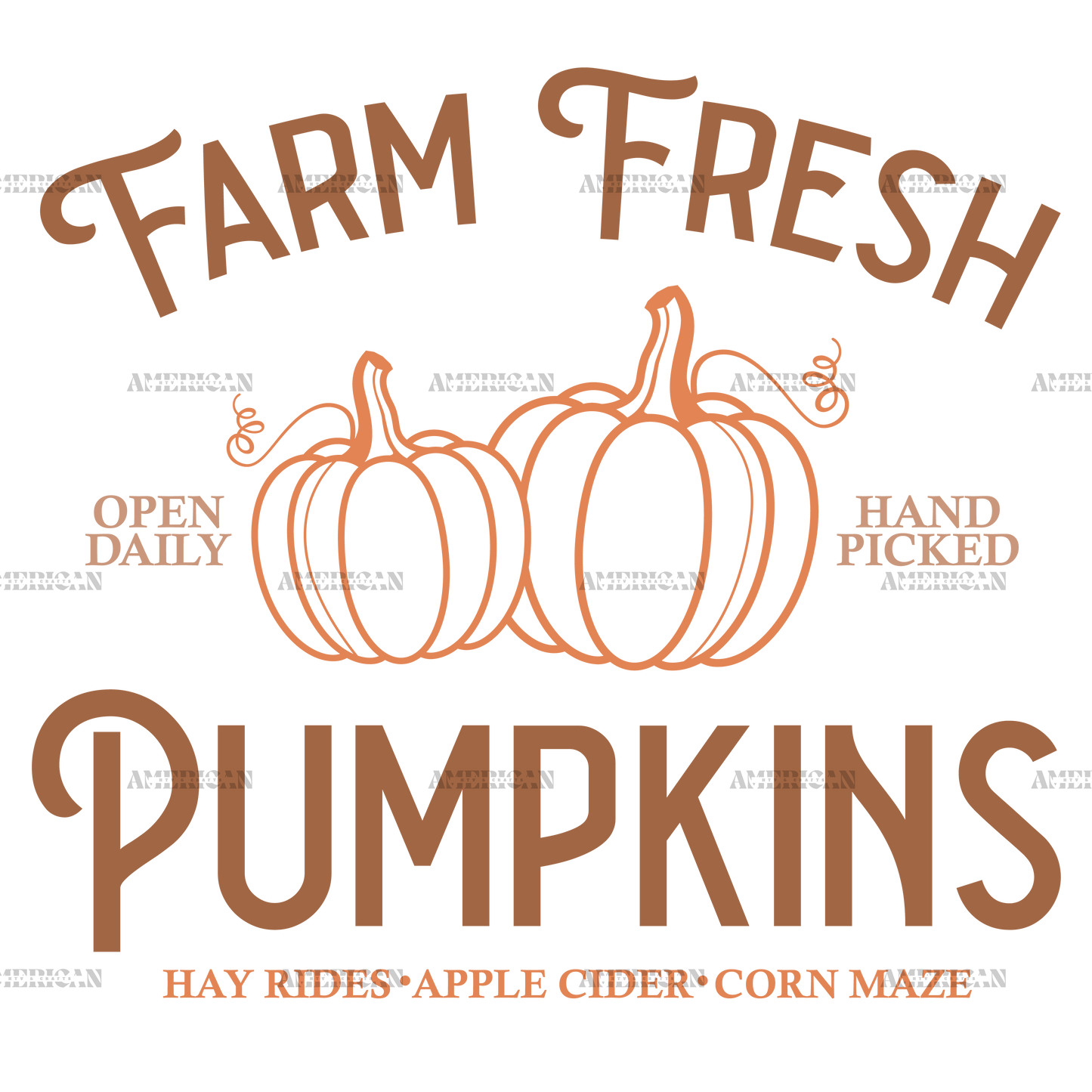 Farm Fresh Pumpkins Hand Picked DTF Transfer