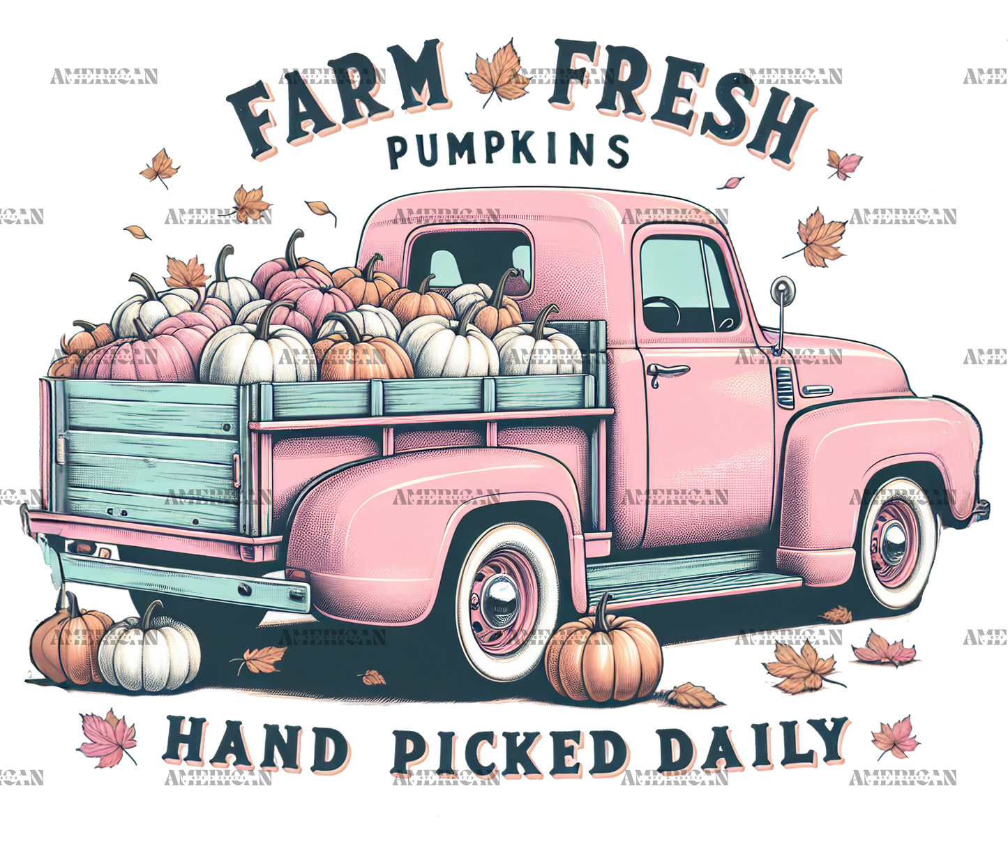 Farm Fresh Pumpkins Pink Truck DTF Transfer