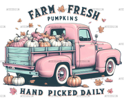 Farm Fresh Pumpkins Pink Truck DTF Transfer