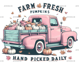 Farm Fresh Pumpkins Pink Truck DTF Transfer