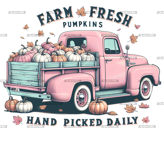 Farm Fresh Pumpkins Pink Truck DTF Transfer