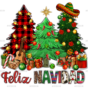 Feliz Navidad Christmas Trees DTF Transfer
