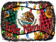 Feliz Navidad Merry Christmas Glitter Mexican Flag DTF Transfer
